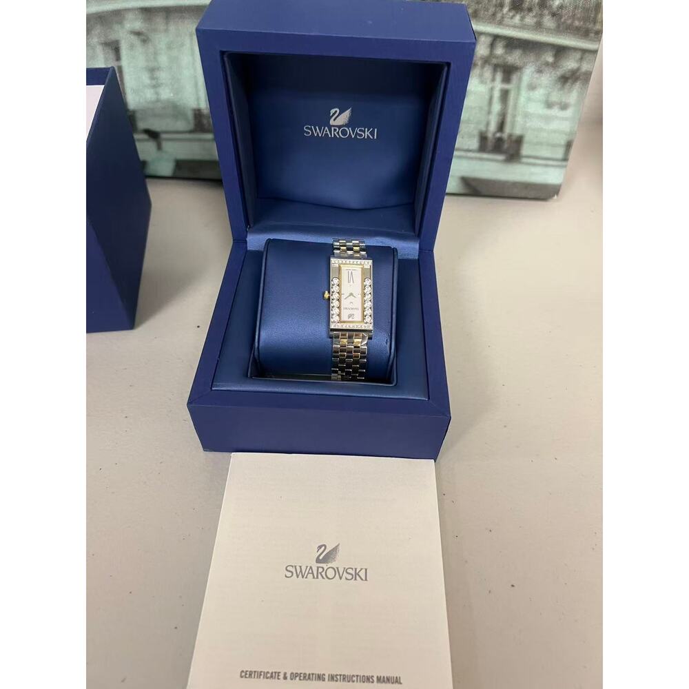 Swarovski Lovely Crystals Square Watch 5096689 2-Tone Moving Crystals Swiss - Picture 4 of 8